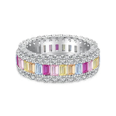 Aetolia Pink Rainbow 925 Sterling Silver Cz Diamond Personality Rings Jewelry Women Engagement Wedding Ring Anniversary Band