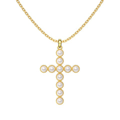 Aetolia Factory Price Shell Pearl Cross Shape Pendant Necklace Cz Zircon Jewelry S925 Silver 18K Gold Plated Necklaces For Women