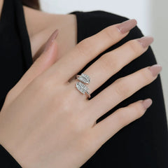 Aetolia Oem Odm Sparkling S925 Sterling Silver Jewelry 18K Gold Plated 5A Cz Cubic Zircon Ring Eternity Leaf Rings For Women