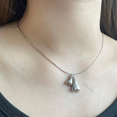 Aetolia Fashion Engravable Sweater Snake Chain Necklaces Design Silver 925 Plated 18K Gold Heart Pendant Silver Necklace