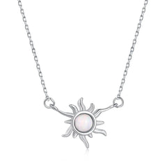 Aetolia Luxury Jewelry Sun Heart Shape 925 Sterling Silver Minimalist Dedicate Heart Chain Necklace With Opal Stone