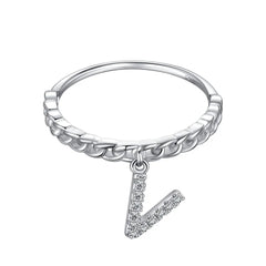 Aetolia Fashion Jewelry Trend Wholesale Ring Party Gift S925 Sterling Silver Stackable Initial Letter A-Z Rings For Women Daily Wear