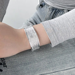 Aetolia Personalized Design Texture Jewelry Stripe Wide S925 Sterling Silver Bracelet Open Cuff Bracelets Bangle For Women Man