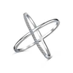 Aetolia New Design S925 Sterling Silver Ring Light Luxury Cz Cubic Zirconia Cross Round Ring Stacked Geometric Rings Jewelry Women