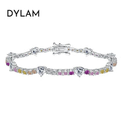 Aetolia Korean Trendy Multi Color S925 Silver Pink Diamond Bracelet Bling Cz Cubic Zircon Pear Shape Bracelets For Women Jewelry