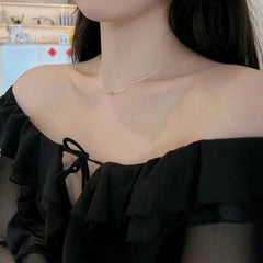 Aetolia Fashion Minimalist Jewelry Simple 925 Sterling Silver Necklace Small Round Bead Golden Bean Ball Necklaces For Women