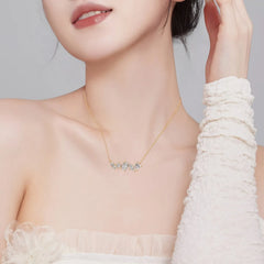 Aetolia Brilliant Shining Cubic Zircon Square Necklace 18K Gold Plated S925 Sterling Silver Cz Pendant Necklace For Women Girls