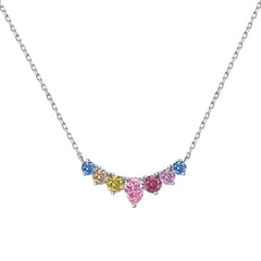 Aetolia High Quality Smile Emerald Pink Colorful Necklace Chain 925 Sterling Silver Cz Cubic Zirconia Necklaces Pendant For Women