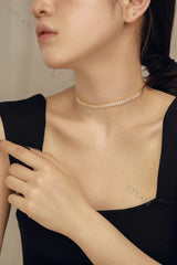 Aetolia T-square stone tennis necklace gold plated AAAAA grade zircon necklace exquisite zircon bride wedding jewelry 925 Silver