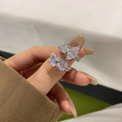 Aetolia New Arrivals Fashion Design Classic white square shape cubic zircon ring 925 Sterling Silver ring for women gift