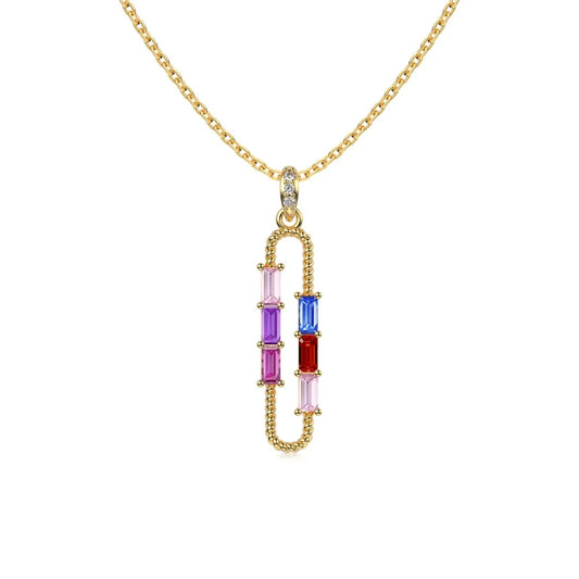 Aetolia Hypoallergenic Hot Selling Zirconia 925 Sterling Silver Necklaces Paper Clip Pendants For Women 18K Gold Plated Necklace