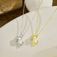 Aetolia Trendy Multilayer Pearl Heart Necklace 18K Gold Plated Metal Chain Boho Choker Pendant Layered Necklaces For Women