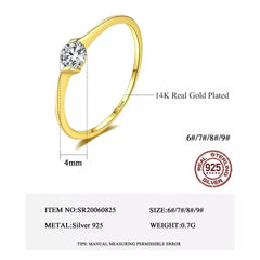 Aetolia 925 Sterling Silver 18K Gold Plated Simple Vintage Engagement Wedding Ring SR20060825