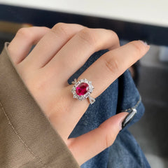 Aetolia Custom Flower Shape Cz Cubic Zirconia Jewelry Ruby 925 Sterling Silver Ring Engagement Wedding Eternity Band Rings For Women