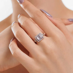 Aetolia New Trending Rhodium Plated Geometric Cubic Zirconia Adjustable Open Ring For Women Bridal Rings Jewelry Rings Party Gift