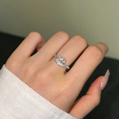 Aetolia 5A Cz Cubic Zirconia Gorgeous Bridal Wedding Jewelry S925 Silver Ring Oval Eternity Diamond Engagement Rings For Women