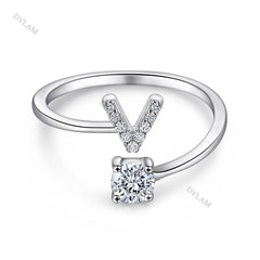 Aetolia Custom Adjustable Finger Fine Jewelry luxury 925 Sterling Silver Engagement Ring Set Letter Initial Wedding Rings Women