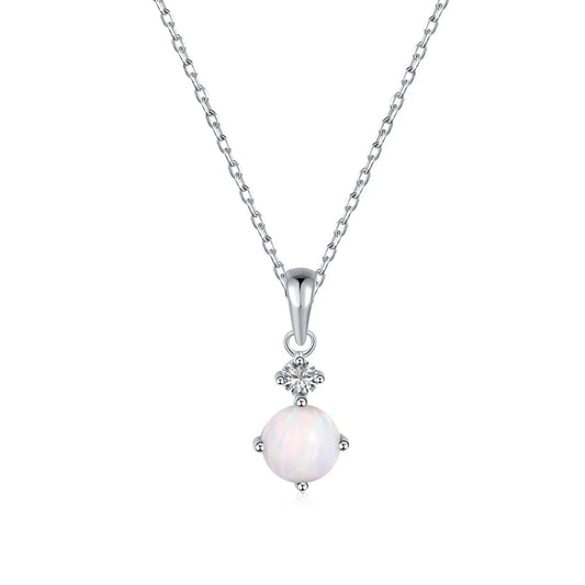 Aetolia Fashion Jewelry Wholesale 925 Sterling Silver Chain Cubic Zirconia Stone Charm Necklace Pendant Blue Opal Necklaces For Women