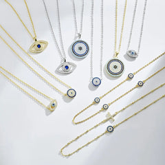 Aetolia Fine Jewelry Brand Blue Stone Diamond Choker 925 Sterling Silver Women Jewelry Gold Plated 18K Devil Eyes Necklace Jewellery