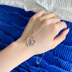 Aetolia Mother'S Day Gift No Moq S925 Silver Jewelry 18K Gold Necklace Cz Zirconia Heart Mom And Baby Pendant Necklaces For Women