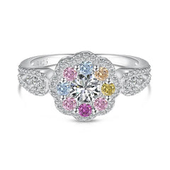 Aetolia Pink Rainbow 925 Sterling Silver Cz Diamond Personality Rings Jewelry Women Engagement Wedding Ring Anniversary Band