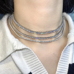 Aetolia wholesale price white gold choker style hip hop cuban diamond link necklace real sterling silver iced out 925 tennis chain