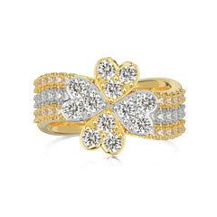 Aetolia High Quality 18K Gold Stackable Ring 925 Sterling Silver Love Lucky Four Leaf Clover Heart Detachable Set Rings For Women