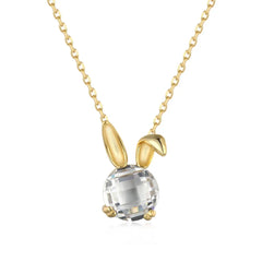 Aetolia Cute Design Fine Jewelry Natural Rouge Rabbit Animal Pendant Necklace 925 Sterling Silver 18K Gold Plated Necklaces