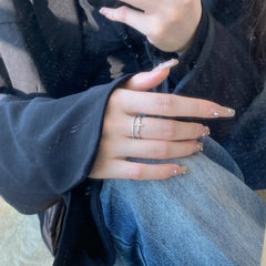 Aetolia Simple New Design Solid 925 Sterling Silver ring 18k Rose Gold Plating Double Row 5A Diamond Zirconia Cross Open Rings for women