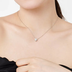Aetolia Sparkling S925 Silver Chain Diamond Pendant Necklace Cz Zirconia Love Pink Heart Necklaces For Women Bridal Jewelry Set