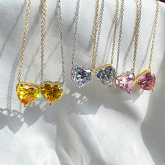 Aetolia Custom Trendy Heart Shape stone Pendant 8A ZIrcon Gold Plated Sterling Silver Wedding Engagement Necklace