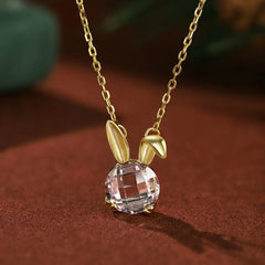 Aetolia Cute Design Fine Jewelry Natural Rouge Rabbit Animal Pendant Necklace 925 Sterling Silver 18K Gold Plated Necklaces