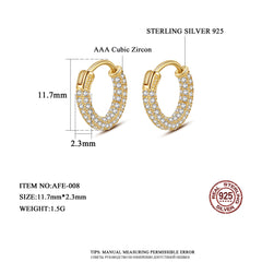 Aetolia 925 Sterling Silver 18K Gold Plated Sparkly Huggie Hoop Earrings AFE-008