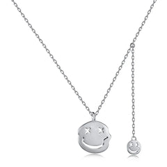 Aetolia 18K Gold Plated Necklace Non Tarnish Free Waterproof s925 silver Jewelry Smile Charm Happy Smiley Face Pendant Necklaces Women