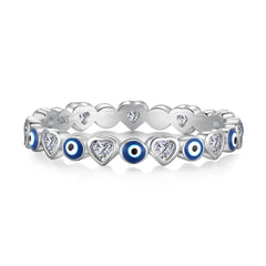 Aetolia Cubic Zirconia Signet Resizable Blue Gemstone Turkish Good Luck Gift Jewelry Eye of the Evil Ring 925 Sterling Silver For Women