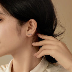 Aetolia Anti Tarnish Super Hot Sale Romantic MAMA Series "LOVE" Sign With Red Heart Shape Zircon Silver Earrings for Mother's Day