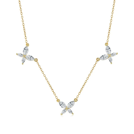 Aetolia Wholesale Women Cz Cubic Zirconia 925 Silver Necklace 18K Gold Plated Ladies Jewelry Butterfly Pendant Necklaces For Girl Femme