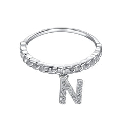 Aetolia Fashion Jewelry Trend Wholesale Ring Party Gift S925 Sterling Silver Stackable Initial Letter A-Z Rings For Women Daily Wear