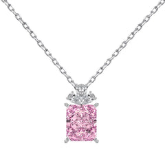 Aetolia 8A CZ New Arrival 925 Silver Chain Jewelry Rectangle Iced Out Blue Pink Necklace Cubic Zircon Pendants For Women Necklaces