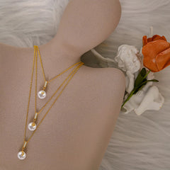 Aetolia Fashion Sterling Silver 925 18K Plated Layered Necklace Choker Gold Filled Chain Pearl Necklaces Jewelry For Women