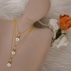 Aetolia Fashion Sterling Silver 925 18K Plated Layered Necklace Choker Gold Filled Chain Pearl Necklaces Jewelry For Women