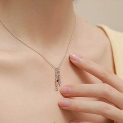 Aetolia New Design For Mother's Day Gift Sterling 925 Silver Gold Plated Love Pendant Red Heart Zircon Necklace