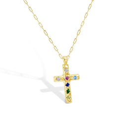 Aetolia Women 925 Sterling Silver Jewelry 18K Gold Religious Irregular 5A Diamond Zirconia Texture Cross Pendant Necklace for women
