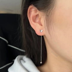 Aetolia New Arrival butterfly shape long tassel line screw earring 18K gold color S925 jewelry sterling silver stud earrings