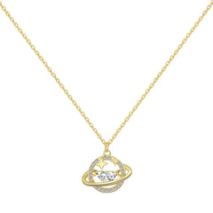 Aetolia No Moq Birthday Gift Cubic Zirconia 18K Gold Plated Star Planet Pendant Necklace Charm Chain Choker Necklaces Jewelry For Women