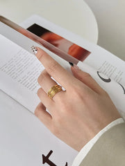 Aetolia Minimalist fine Jewelry 925 Sterling Silver Rhodium 18K Gold Plated Multiple Layer Hallow Out Adjustable Women Rings women