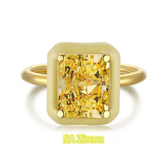 Aetolia High Quality Cubic Zirconia Ring Sterling Silver 925 Yellow Gold Color Zirconia cz Main Stone rings for Christmas Gift