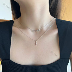 Aetolia Stylish Jewelry Tiny Triangle Double multi layered 925 Sterling Silver Necklace 18k Gold Plated Pendant Necklace