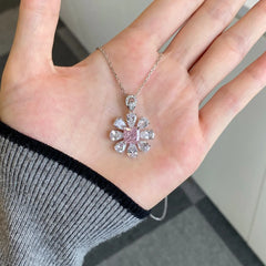 Aetolia Necklaces 18K Gold Plated Rhinestone Crystal Cute Lovely For Women Zirconia Pendant Heart Shape Flower Diamond Necklace