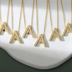 Aetolia Custom 18K Gold Plated Pendant Necklace Personalized Cubic Zirconia Stone 925 Sterling Silver Zodiac Necklaces For Women